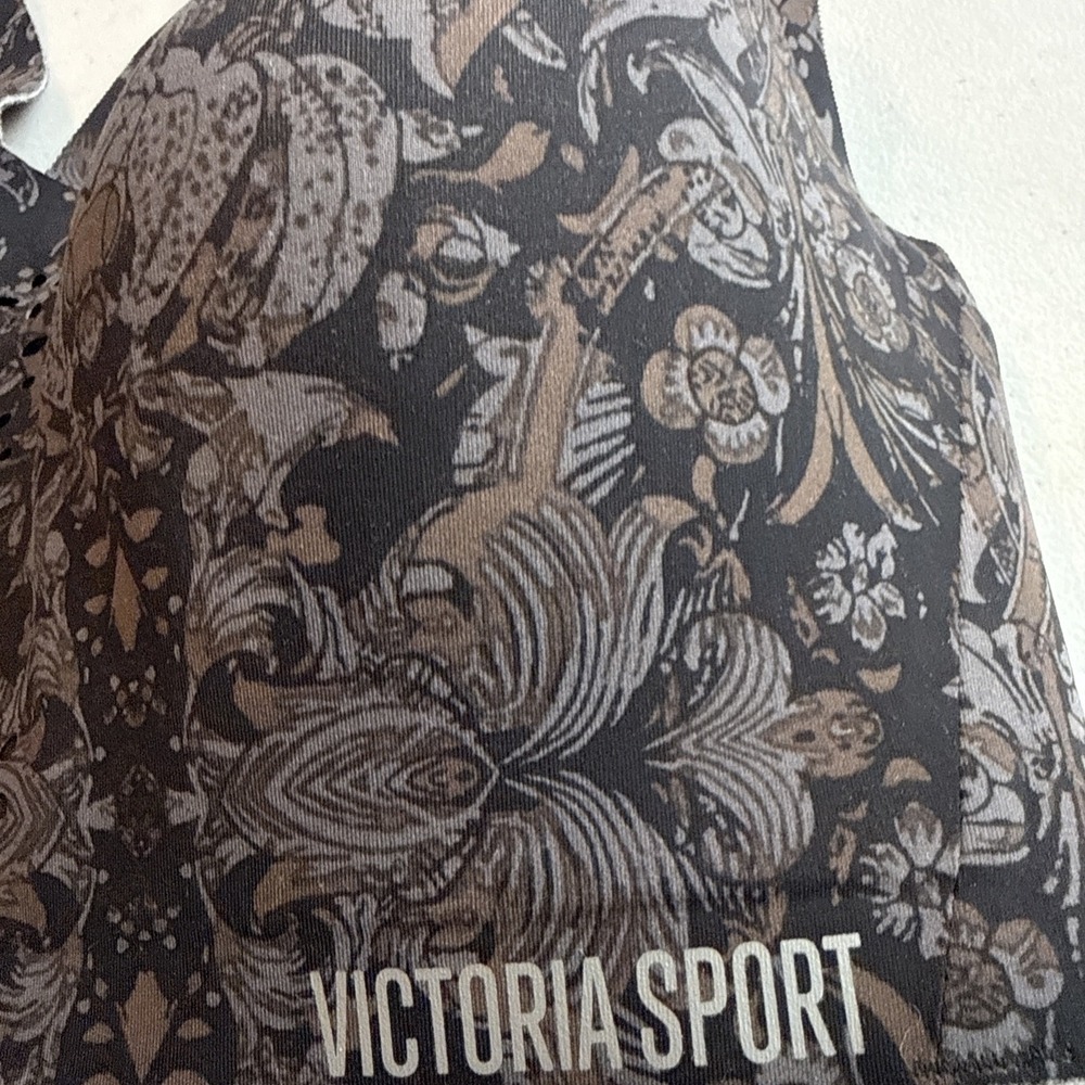 victoria secret Victoria Sport Bra Angel Max Sz 32D Paisley Floral Black - Picture 3 of 9